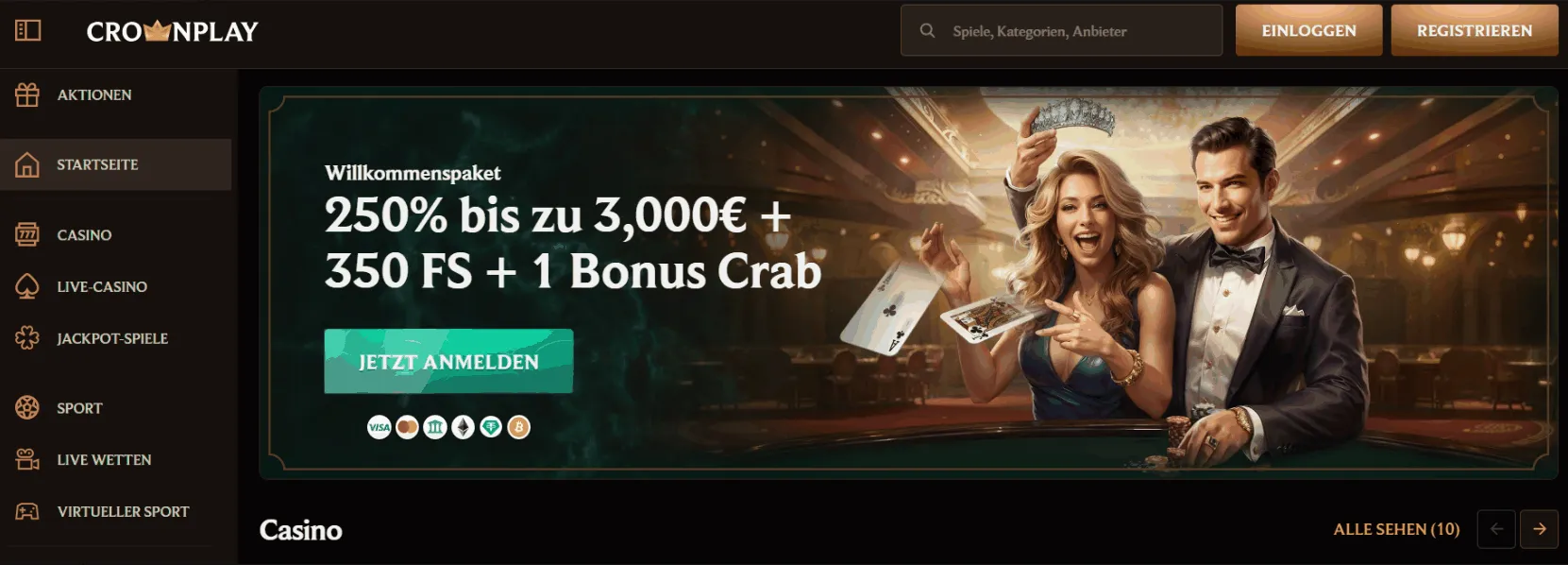 CrownPlay Online Casino Webseite CrownPlay Casino Startseite